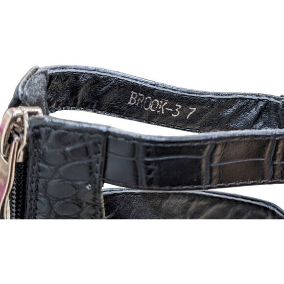 Simmi London Black Zip Up Detail Mock Croc Block Heel Sandals Size 7 - Picture 12 of 12